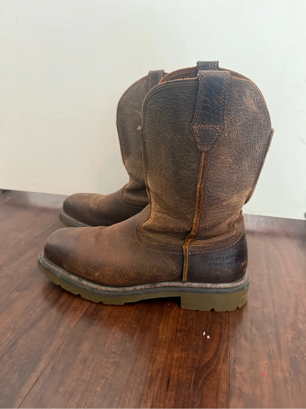 Ariat Men's Brown Leather Pull-On Work Boots